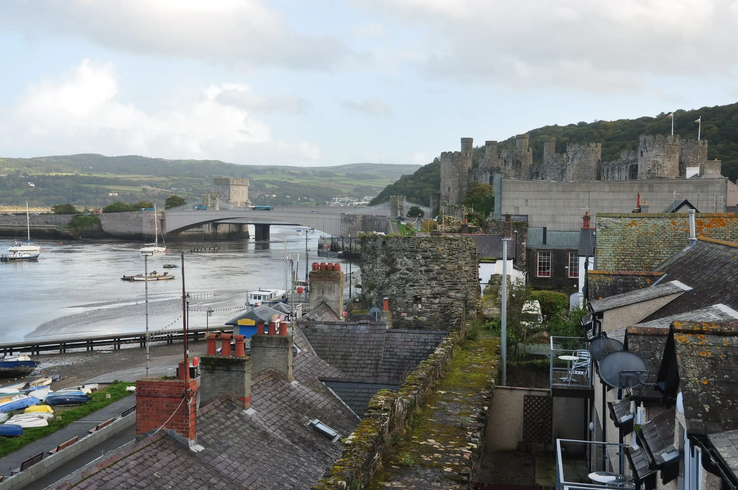 Conwy castle and the bridges across the River Conwy